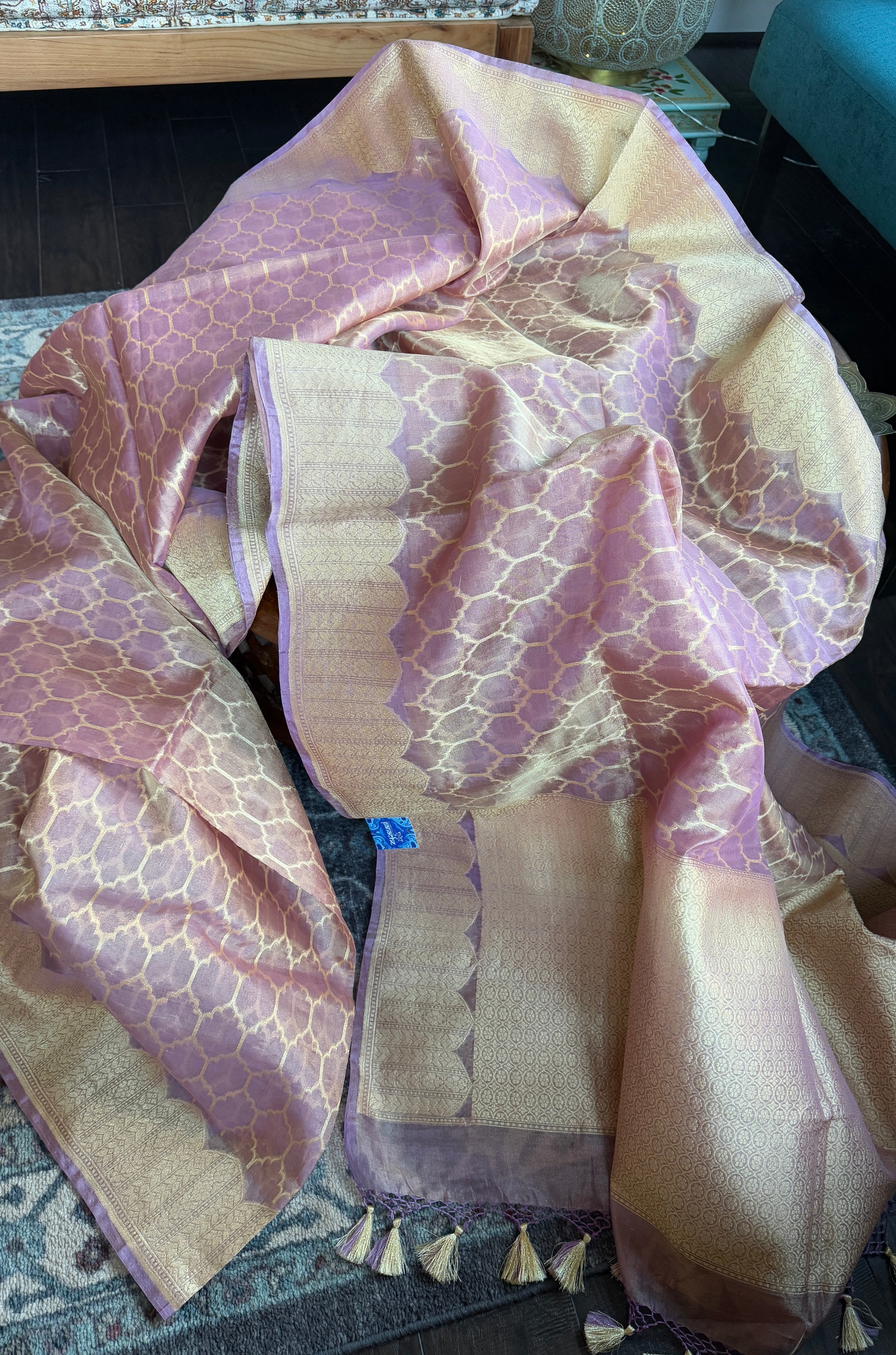 Pure Tissue Kora Silk Banarasi - Light Pink