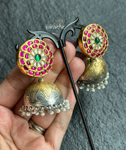 Artisan Earring 925 Silver - Green Onyx Coral