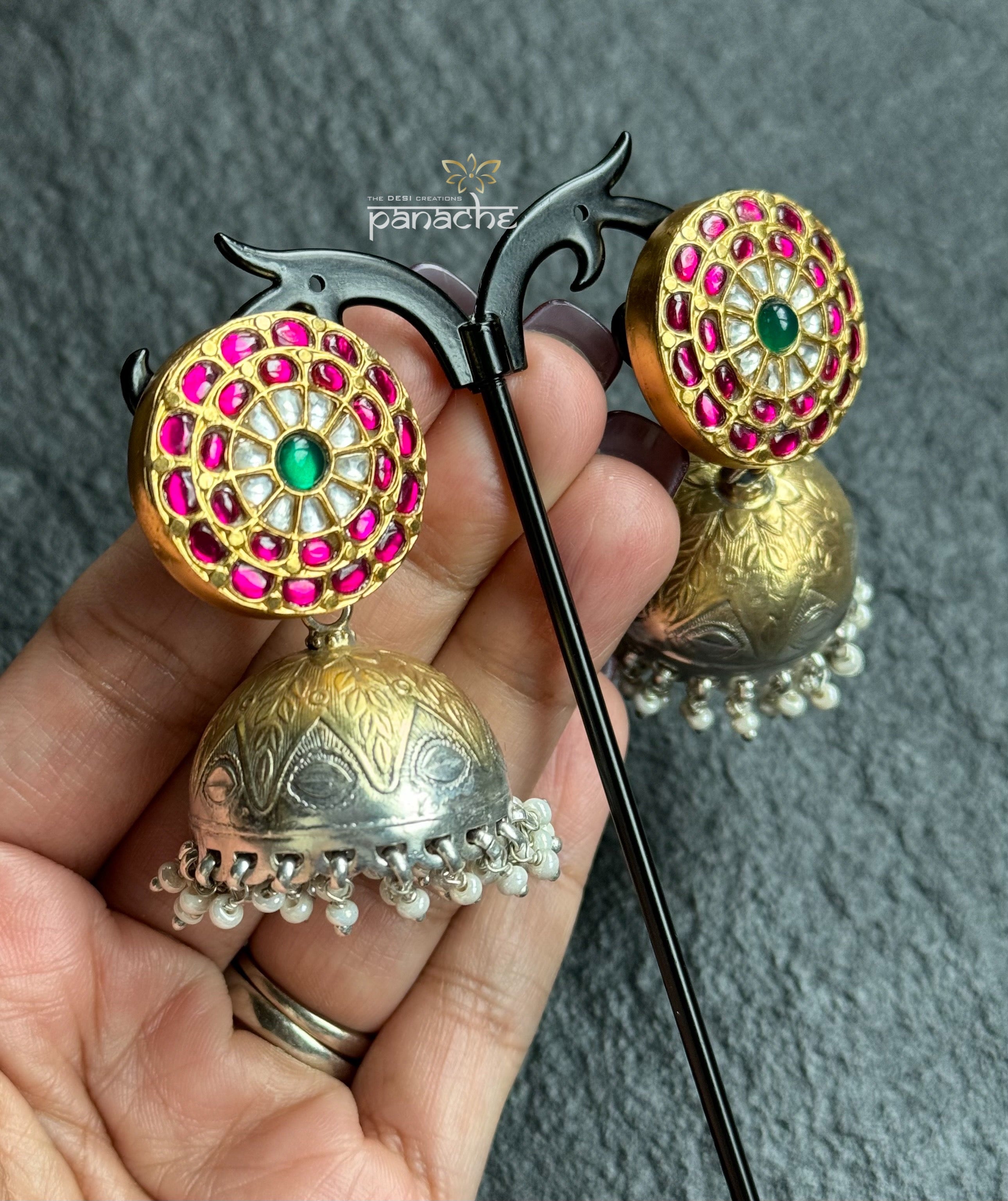 Artisan Earring 925 Silver - Green Onyx Coral
