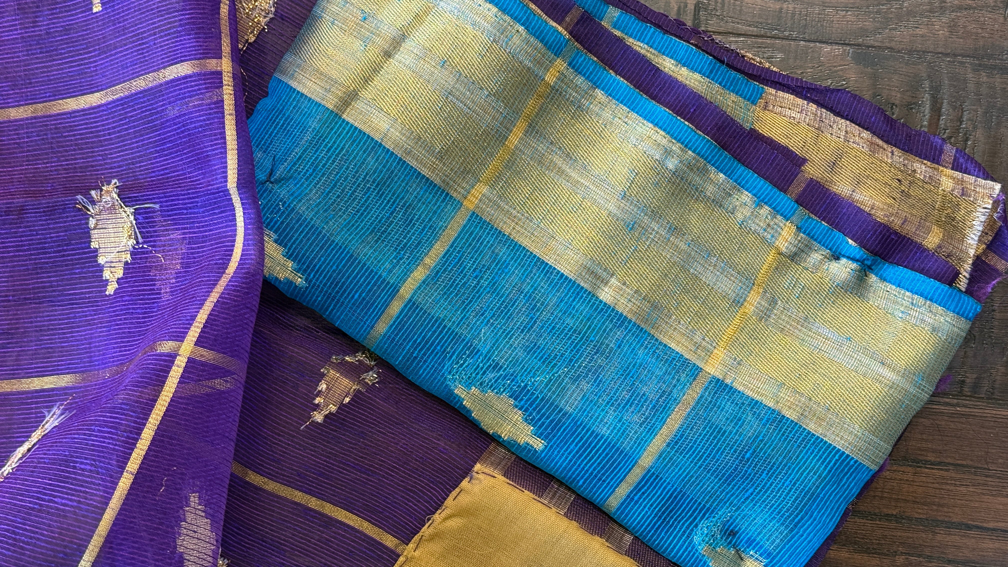 Soft Dupion Cotton Saree - Firozi Pink Purple