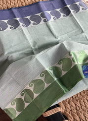 Pure Cotton Taant Hanwoven - Grey Striped Paisley