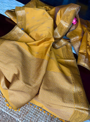 Soft Silk Banaras Saree - Ochre Brown