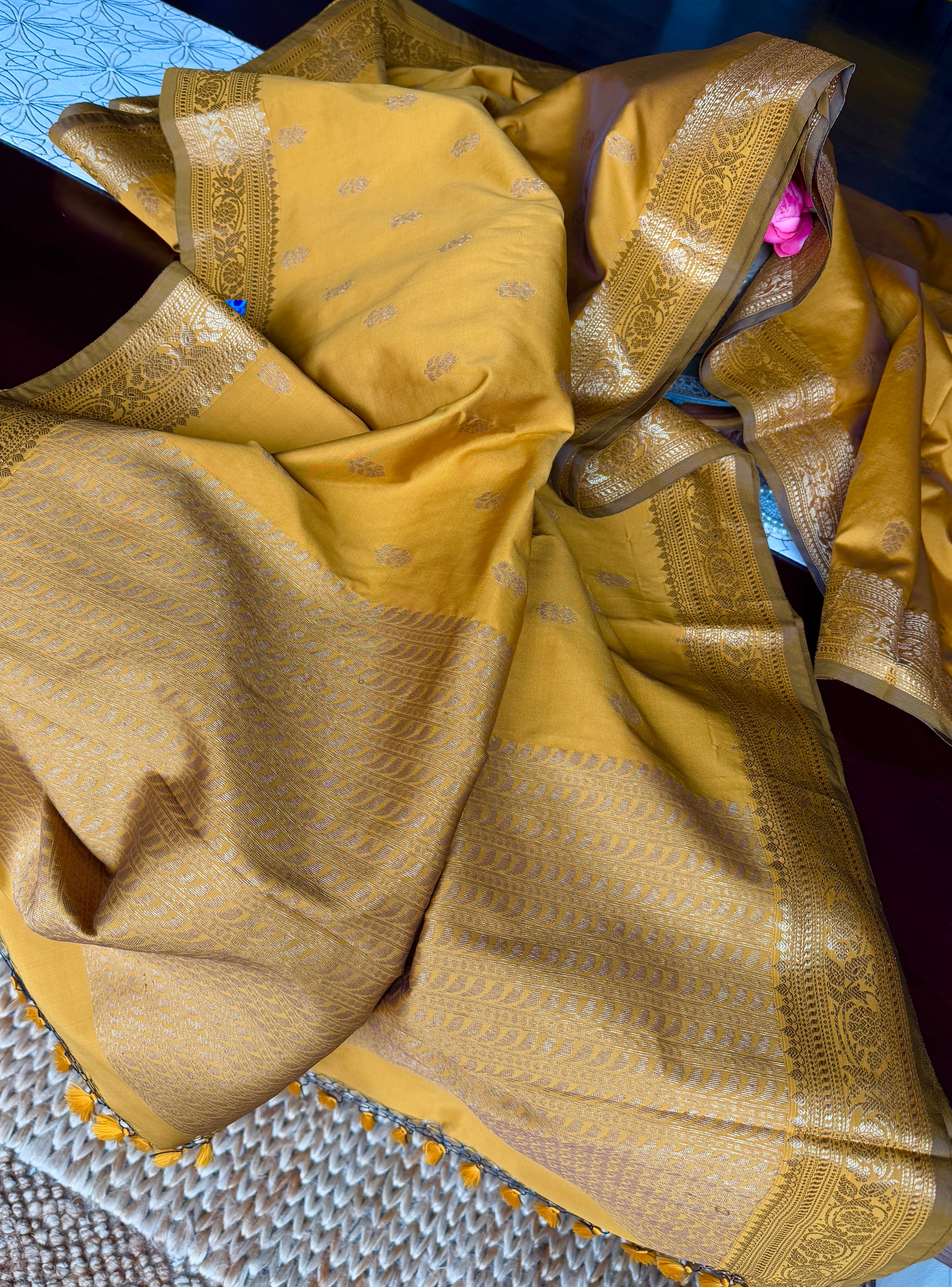 Soft Silk Banaras Saree - Ochre Brown