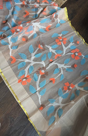 Muslin Jamdaani - Wheat color Golden Zari
