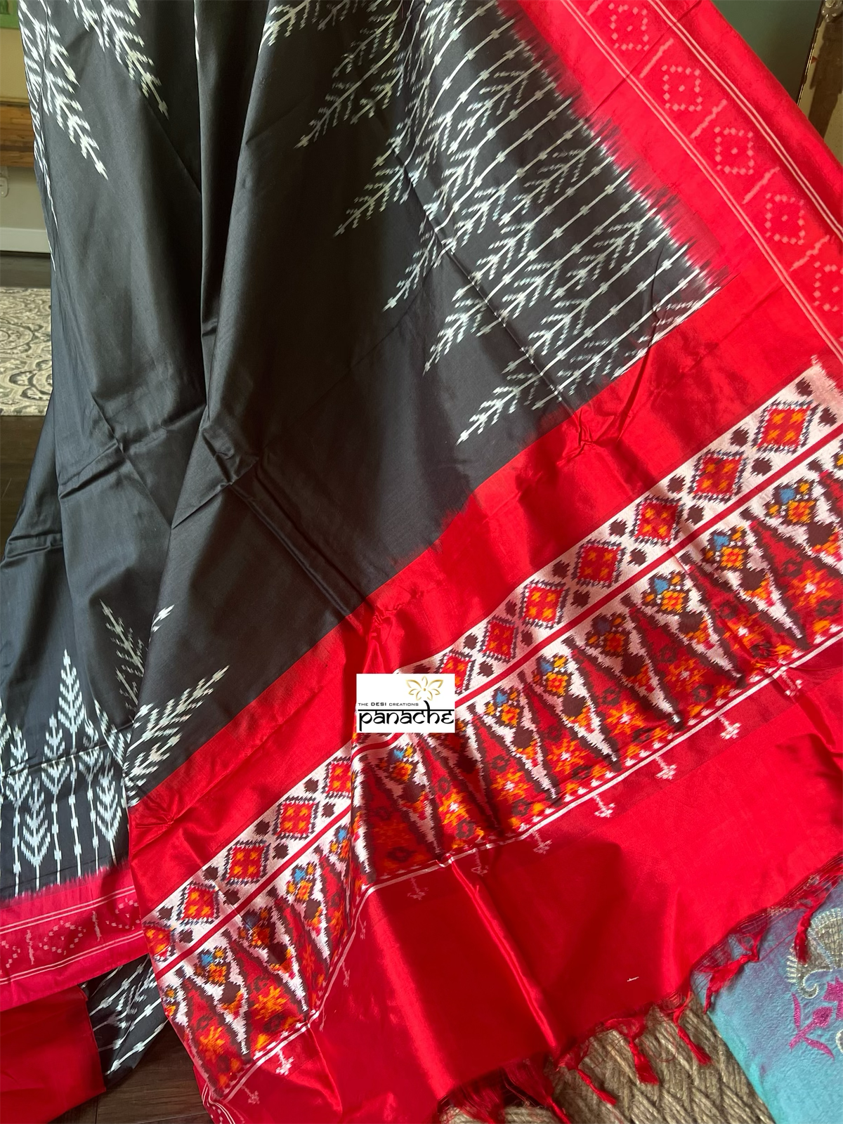 Pure Silk Ikat - Black Red Pochampally