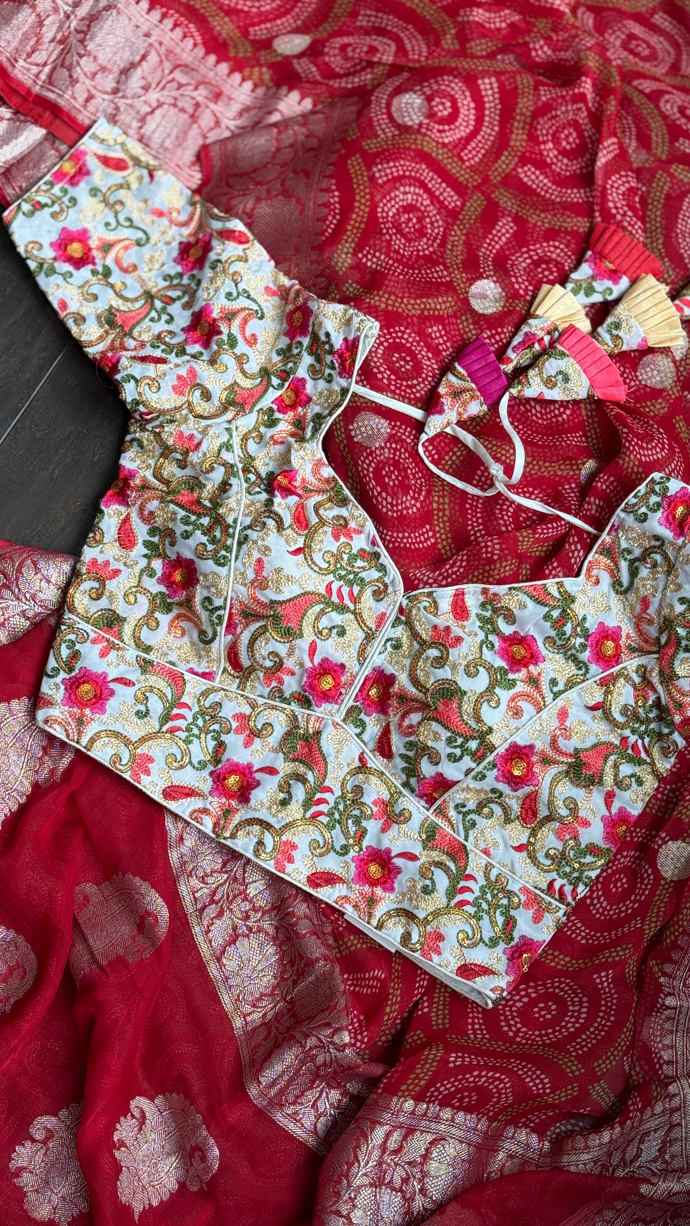 Designer Blouse - White Multicolor Embroidered