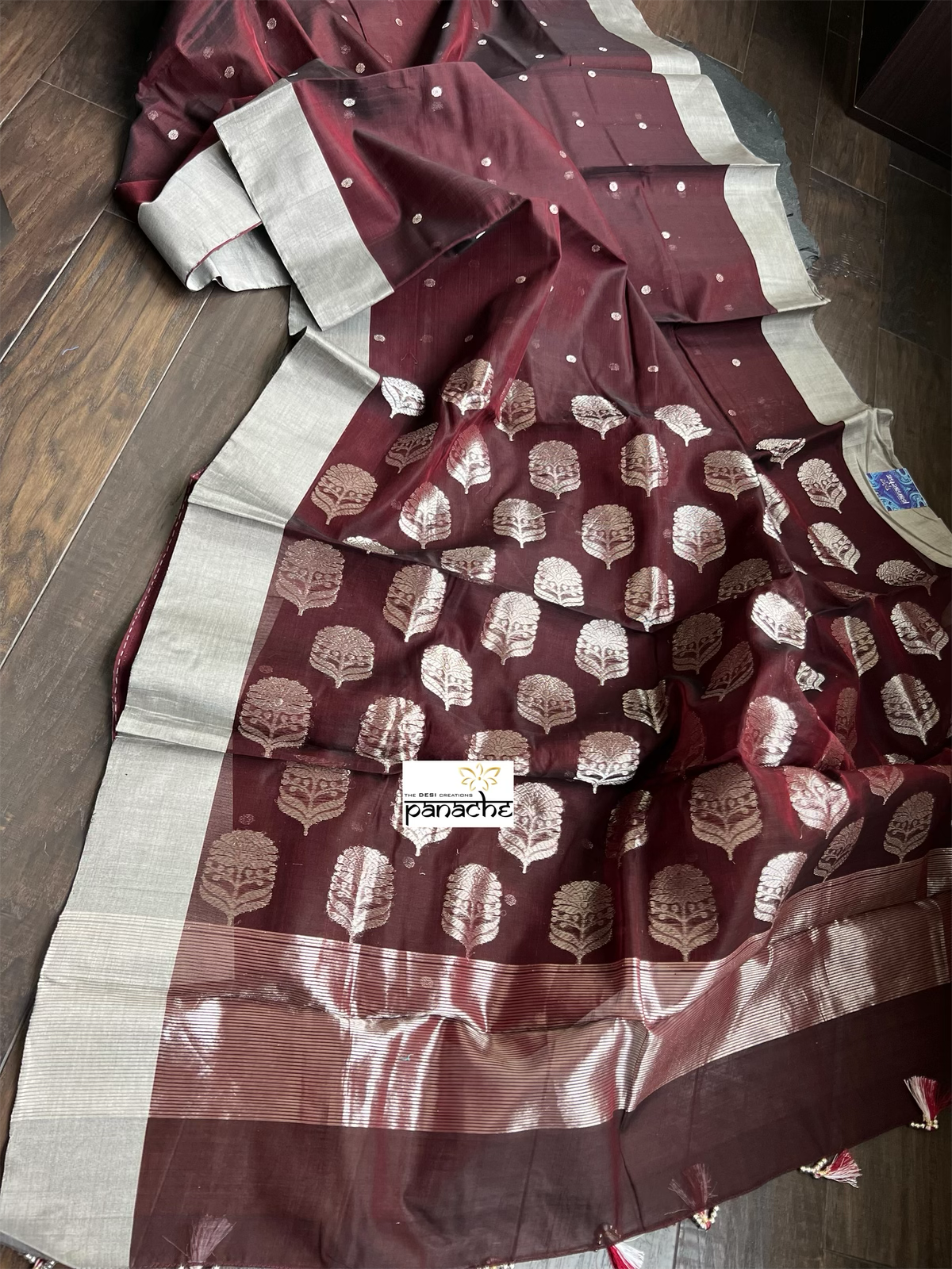 Chanderi Silk Cotton - Wine Color Woven