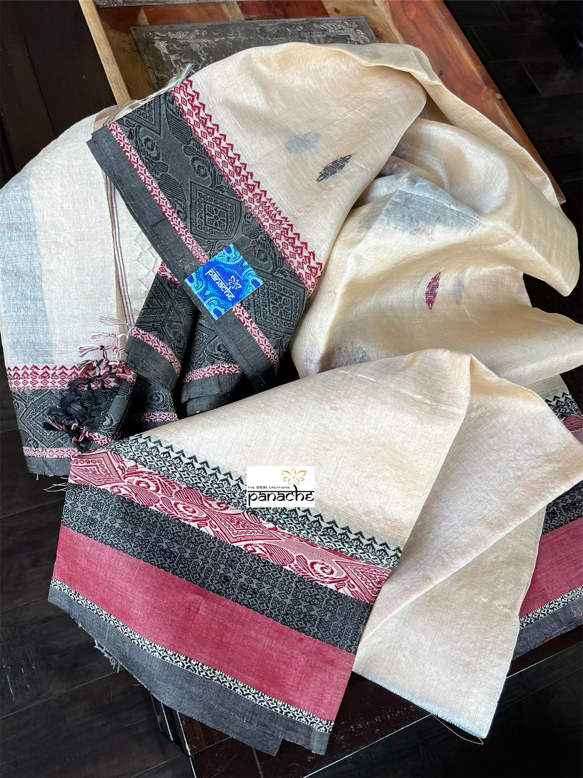 Pure Gachi Tussar Silk - Tussar Color Black Maroon