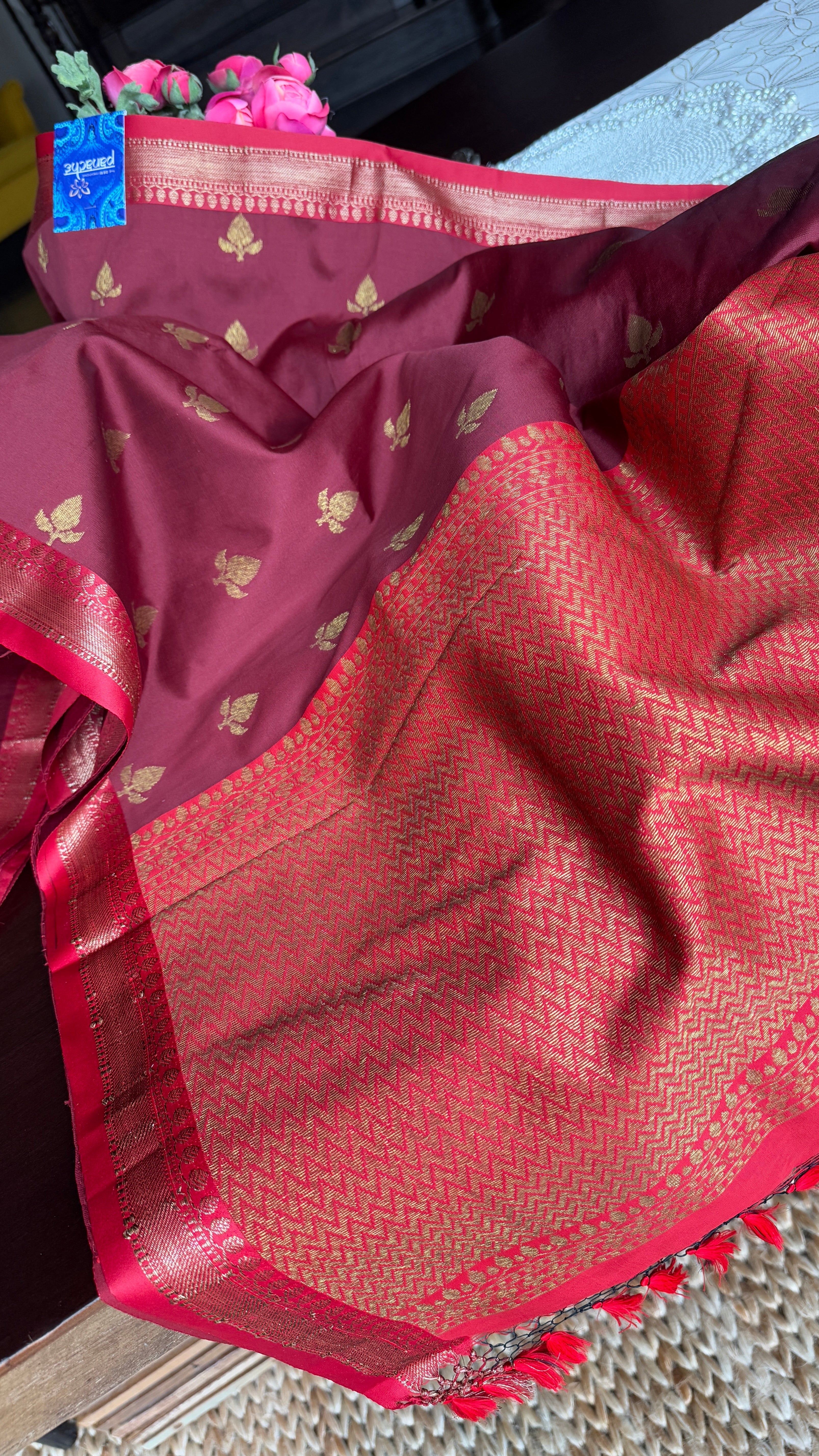 Soft Silk Banaras Saree - Maroon