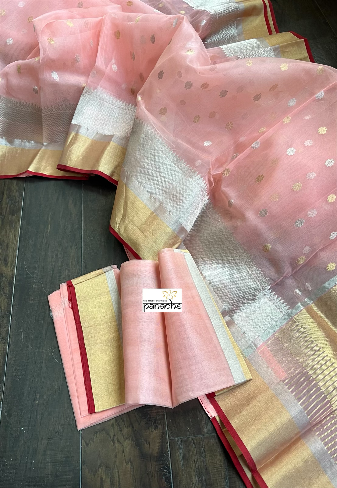 Chanderi Organza Silk - Peach