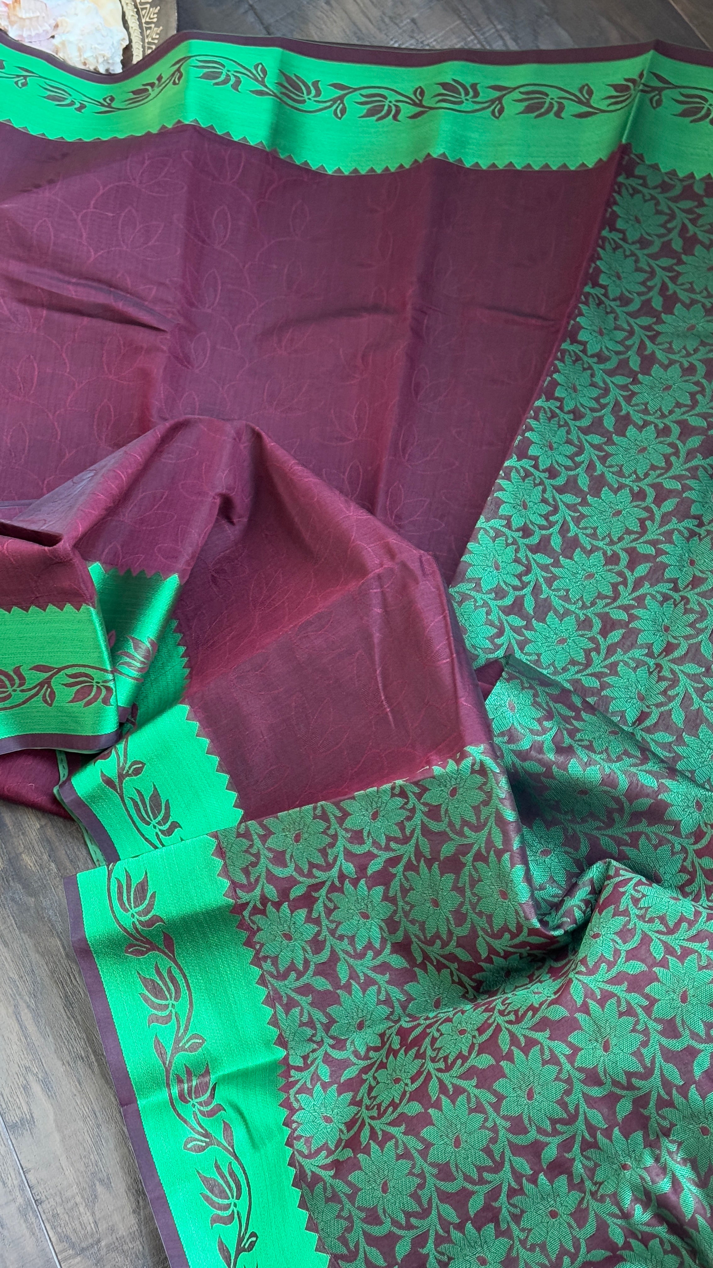 Cotton Silk Kanjivaram - Marion Green Tanchui
