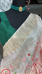 Embroidered Linen - Peach