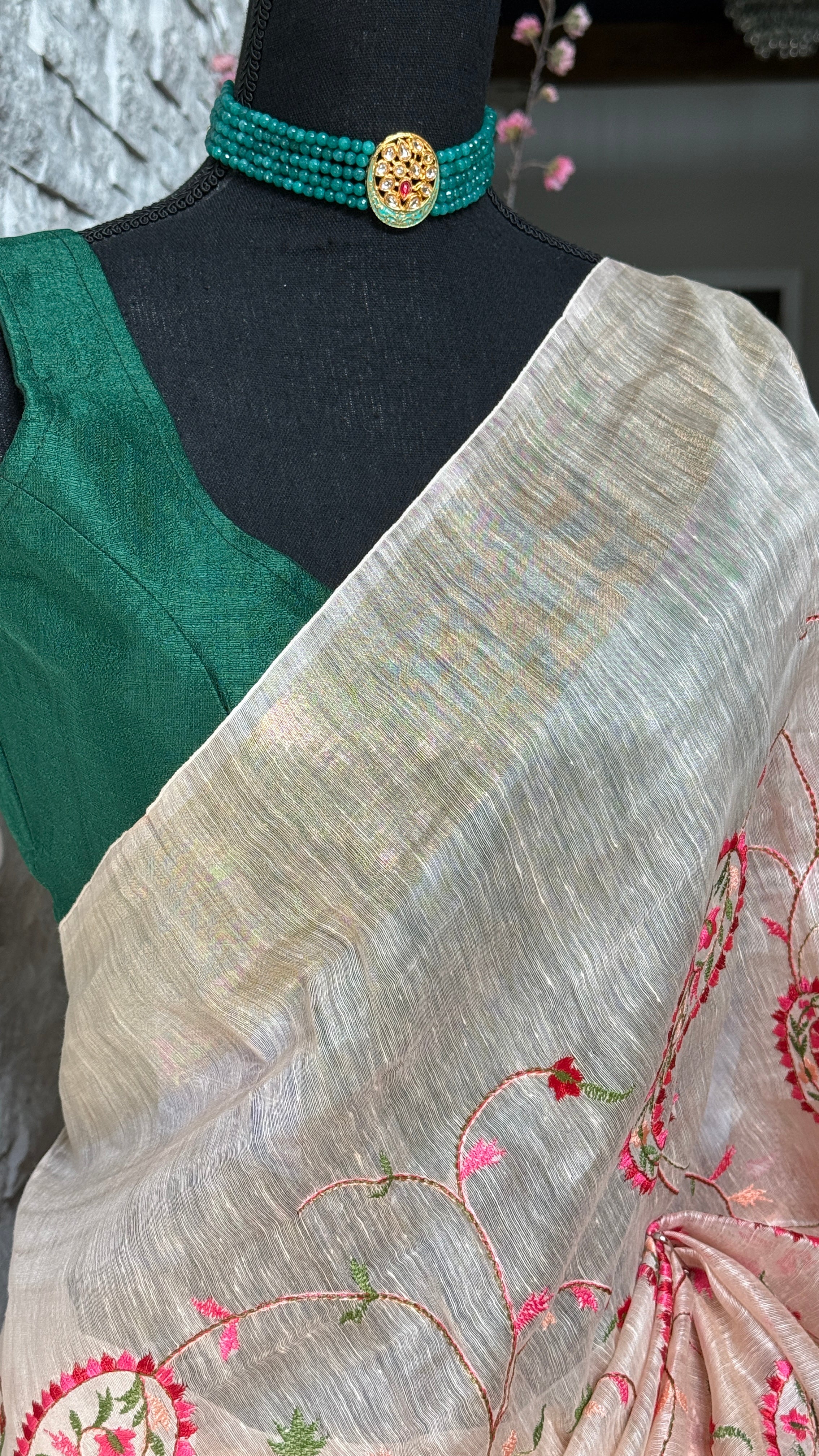 Embroidered Linen - Peach