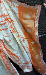 Designer Satin Silk - Tie-dye Orange