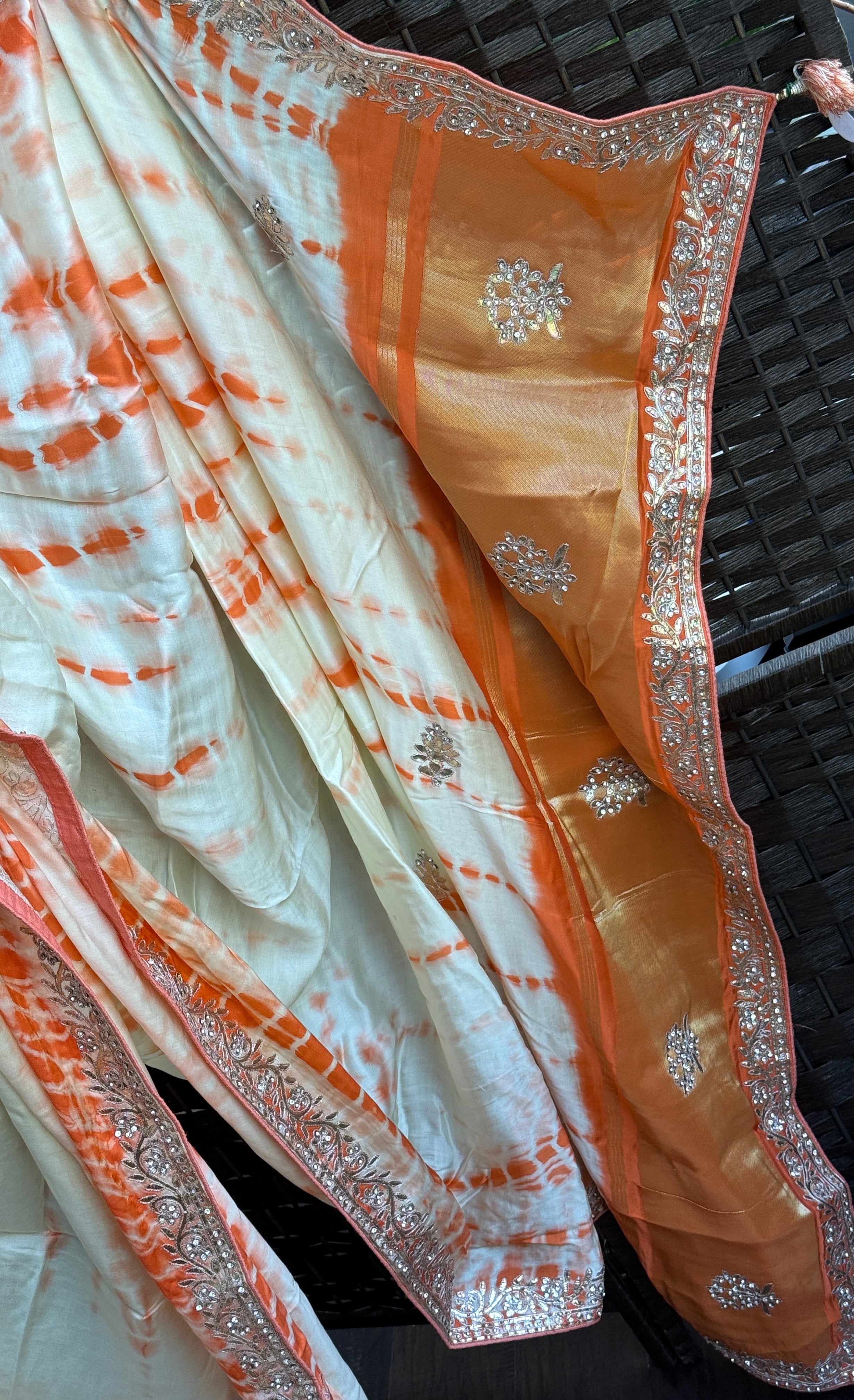 Designer Satin Silk - Tie-dye Orange