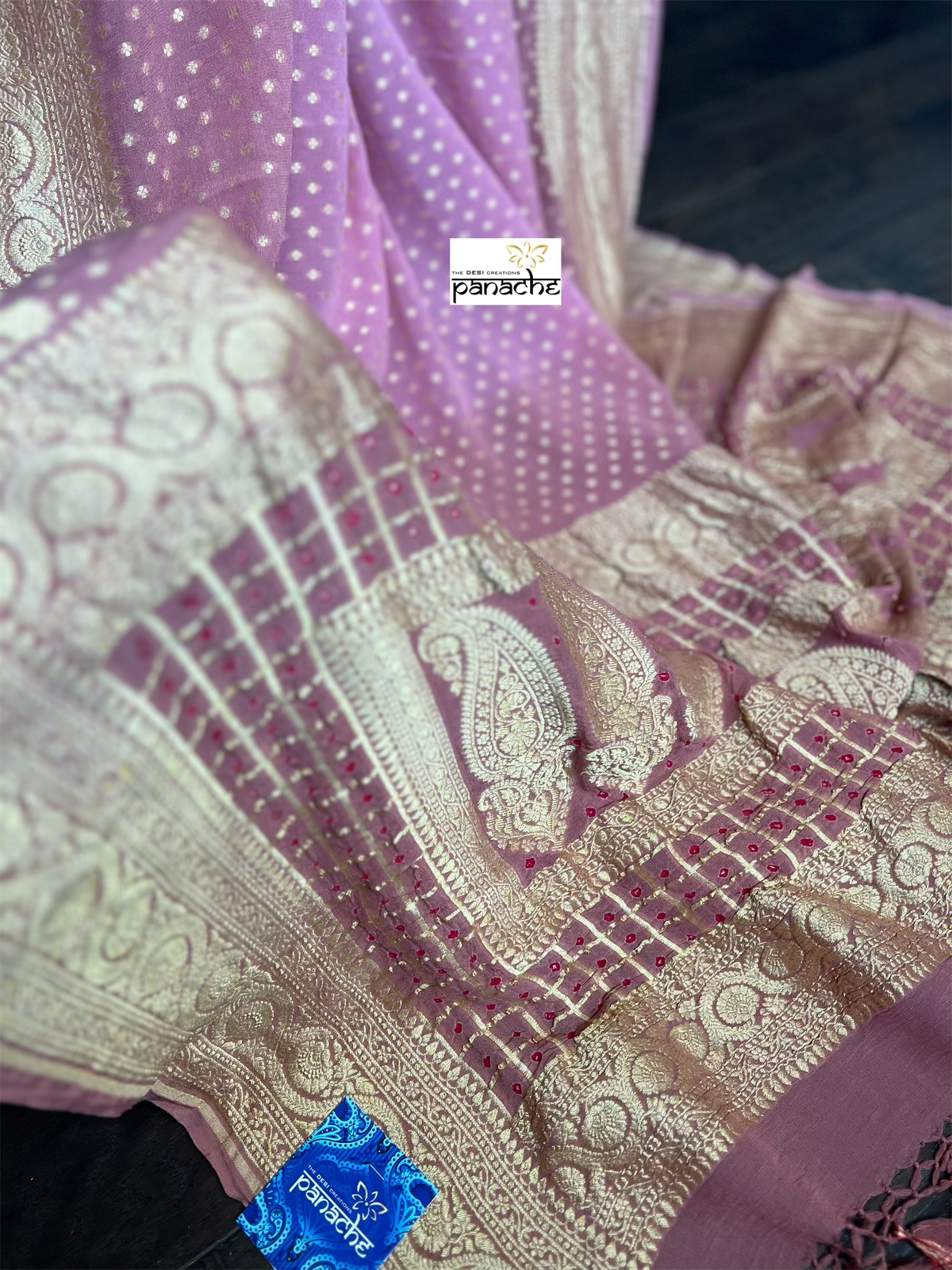 Khaddi Georgette Banarasi - Ombré Pink Bandhej