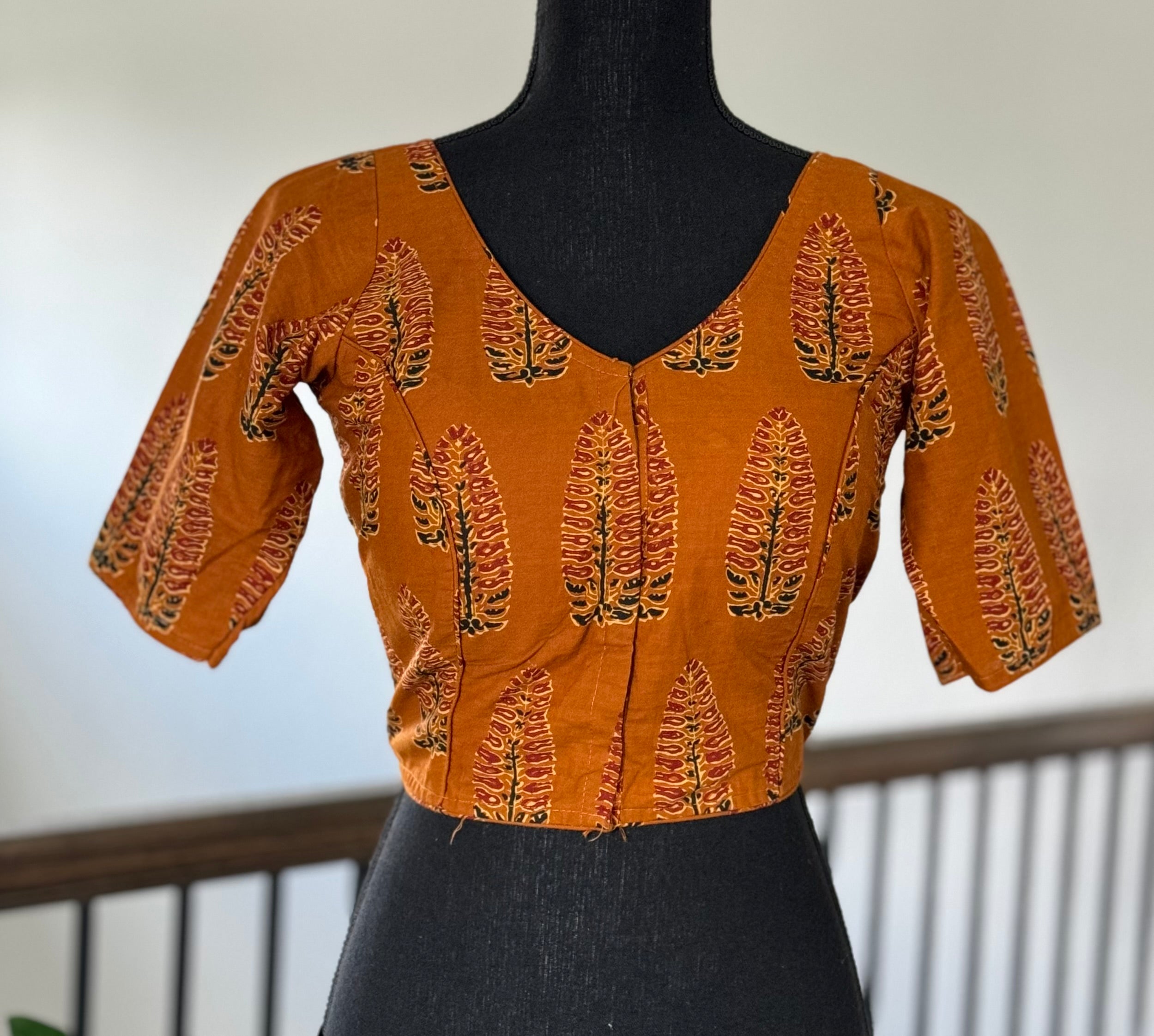 Designer Blouse - Ochre Yellow Brown