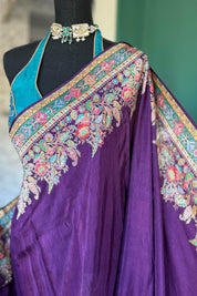 Soft Silk Kani Banarasi - Purple Meenakari