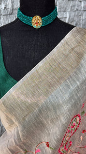 Embroidered Linen - Peach