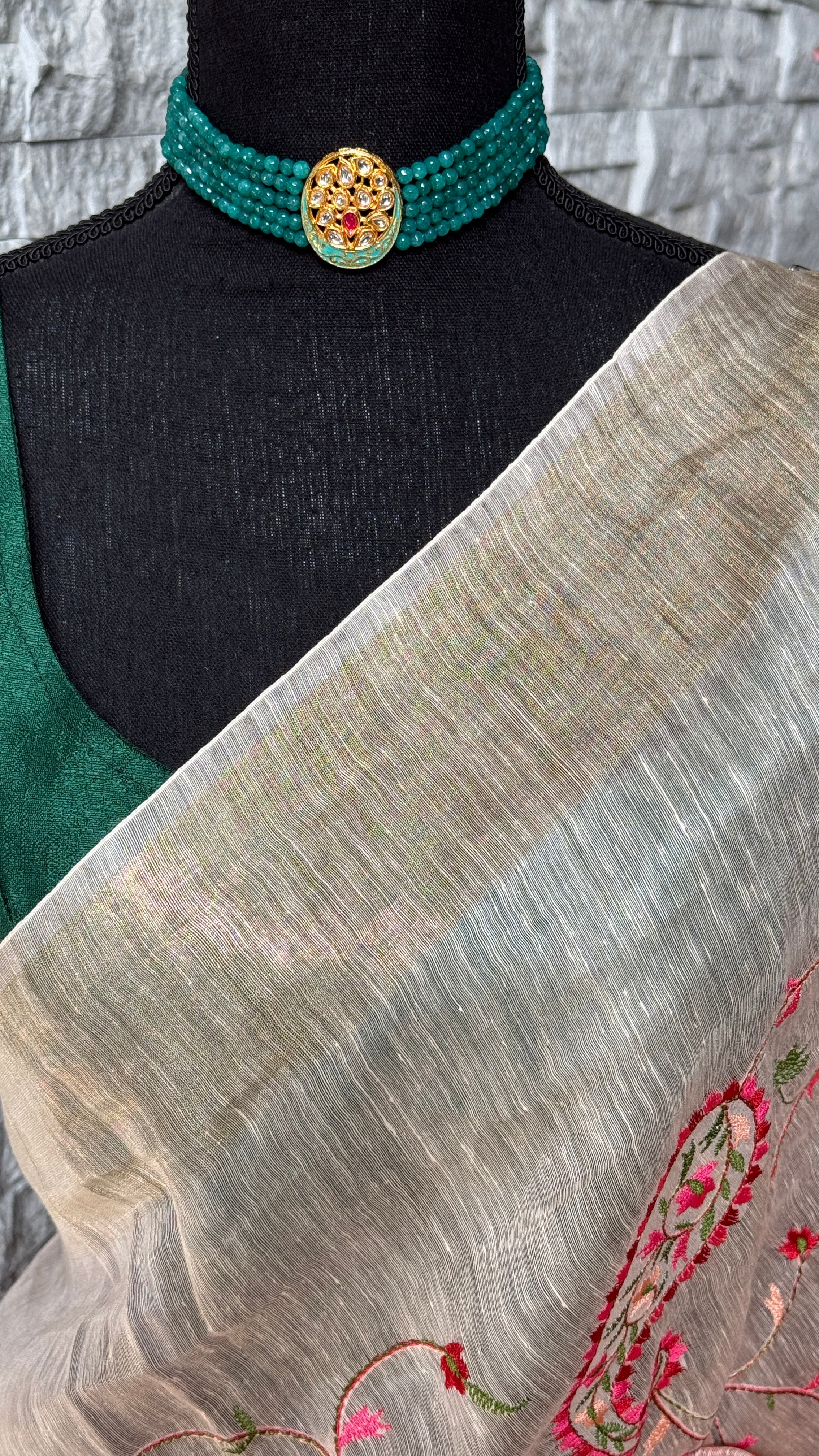 Embroidered Linen - Peach