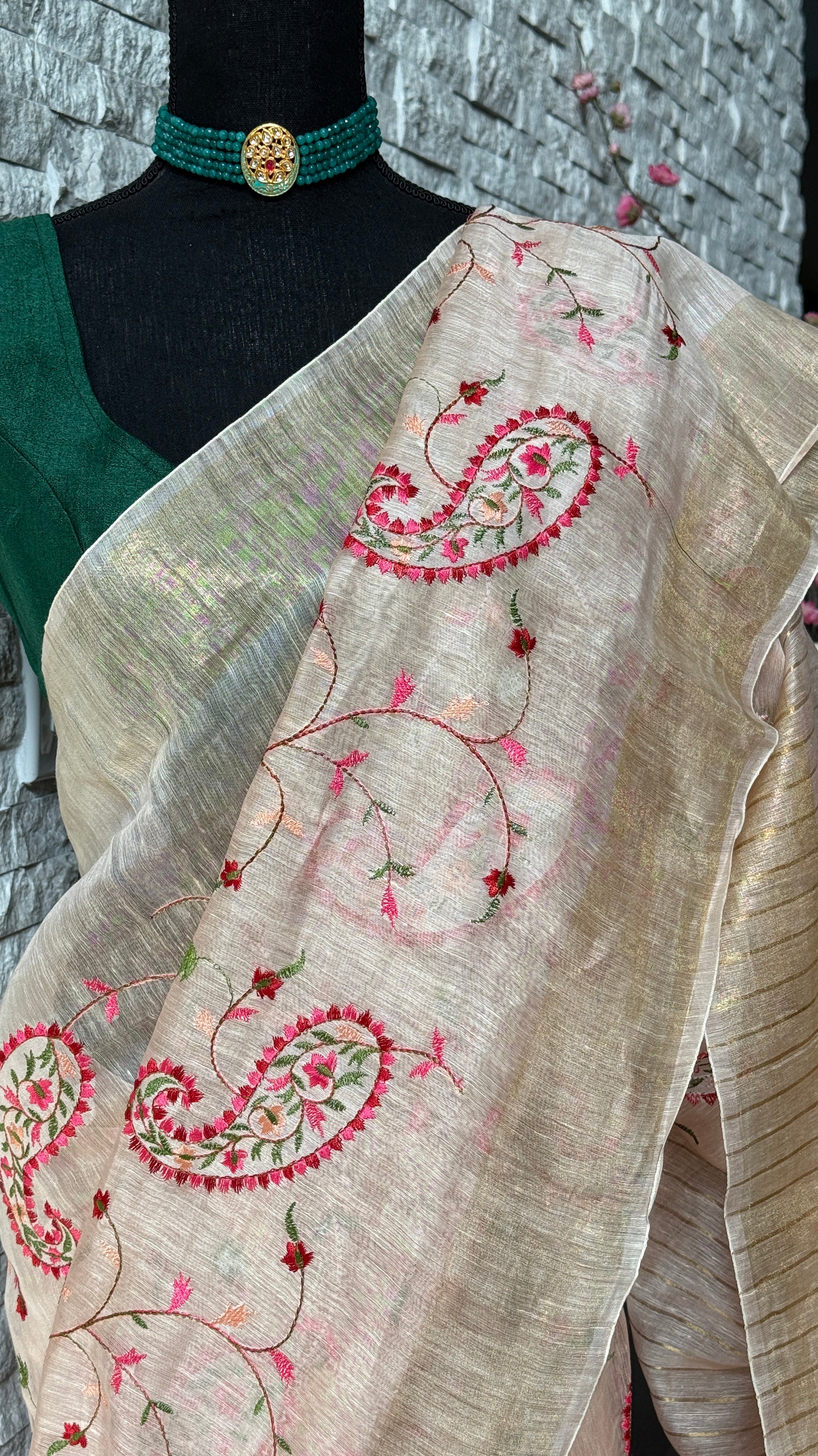 Embroidered Linen - Peach