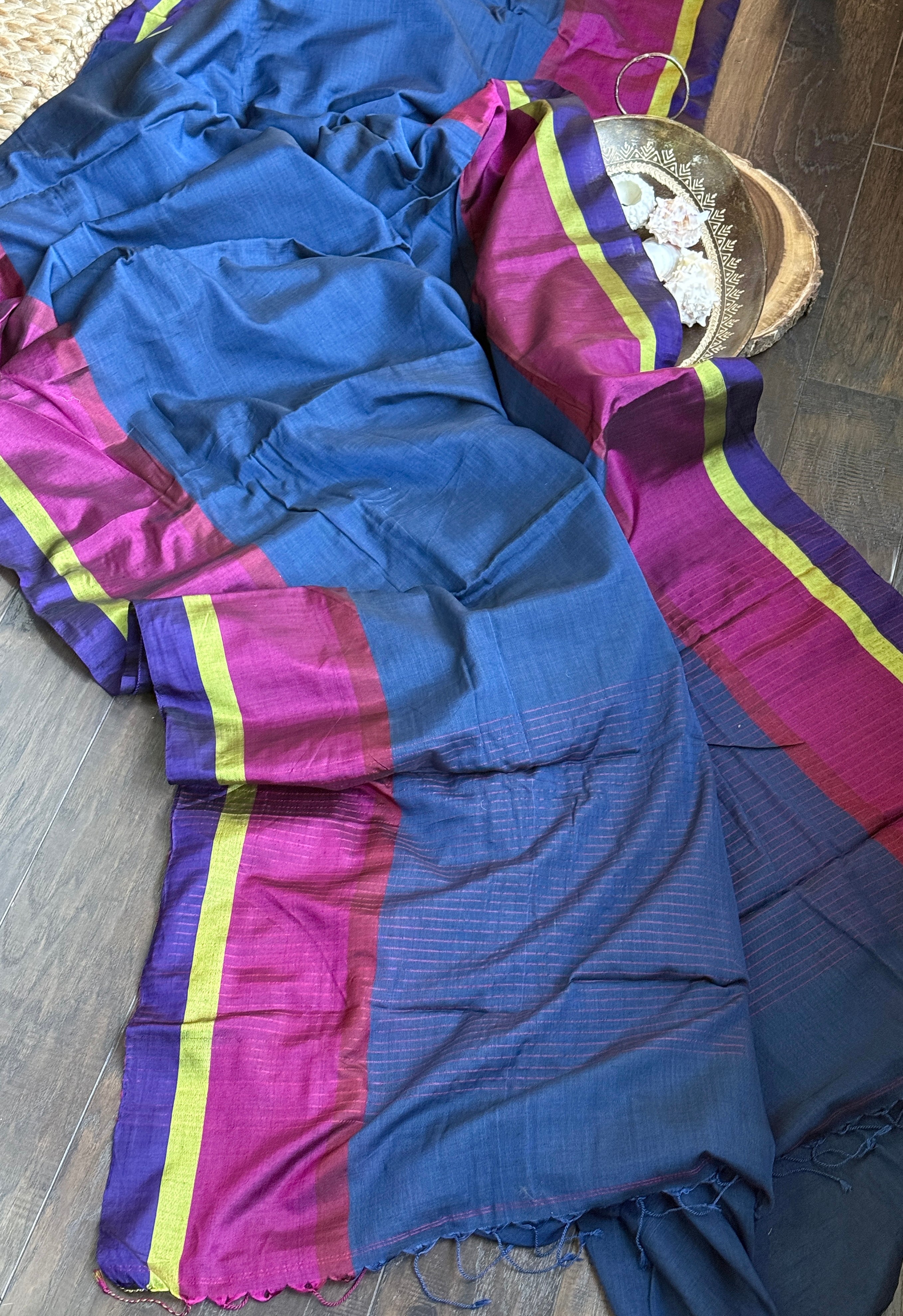 Pure Cotton Satin - Midnight Blue Striped