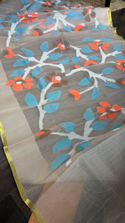 Muslin Jamdaani - Wheat color Golden Zari