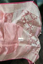 Pure Silk Mashru Banarasi- Dusty Rose Pink