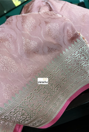 Pure Silk Mashru Banarasi- Dusty Rose Pink