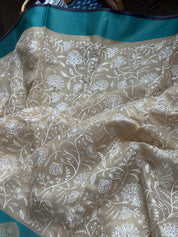 Tissue Kota Silk Embroidered - Golden Beige FIrozi