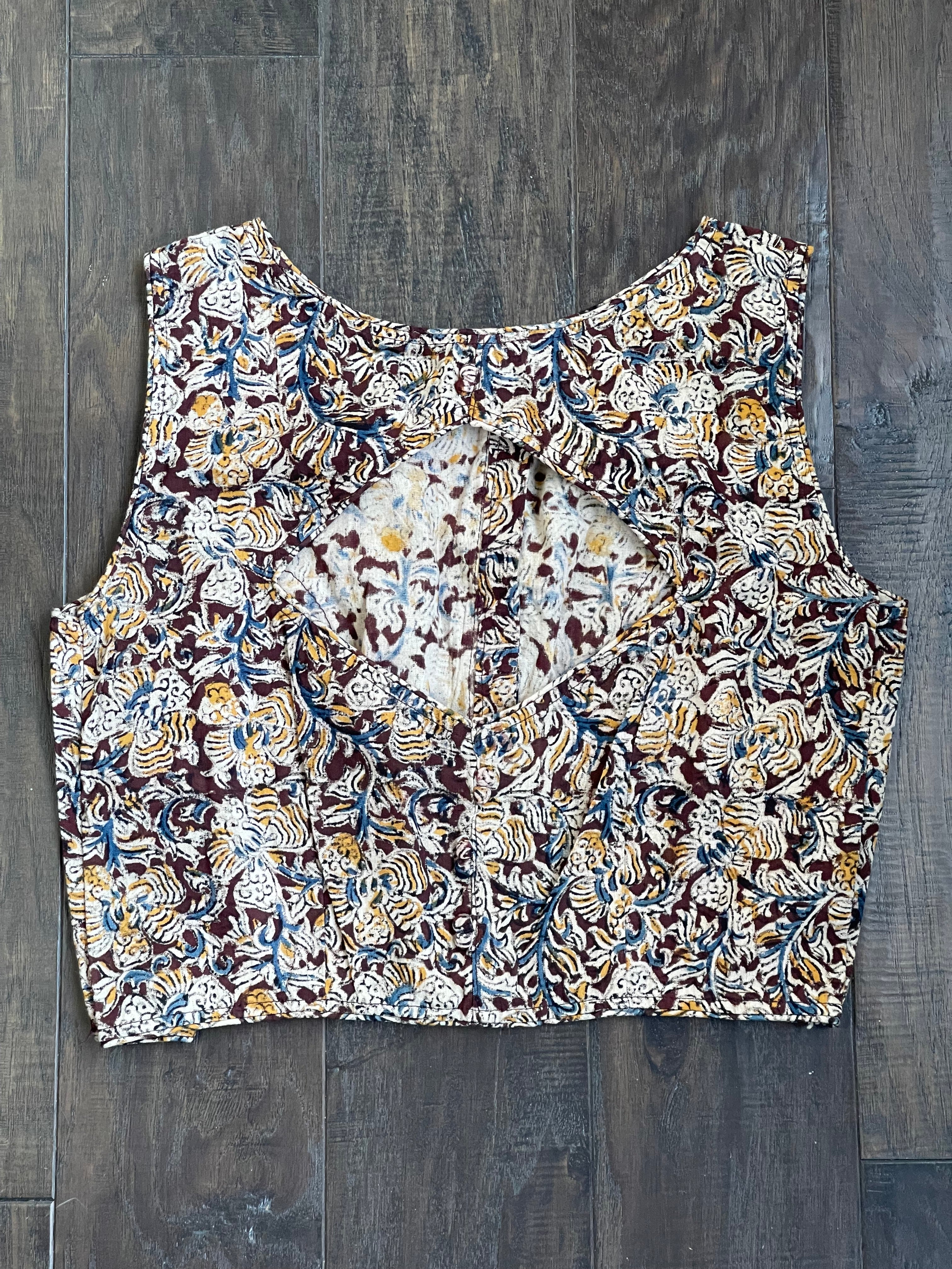Designer Cotton Blouse - Brown Kalamkari