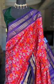 Pure Silk Ikat - Orange Purple Pochampally