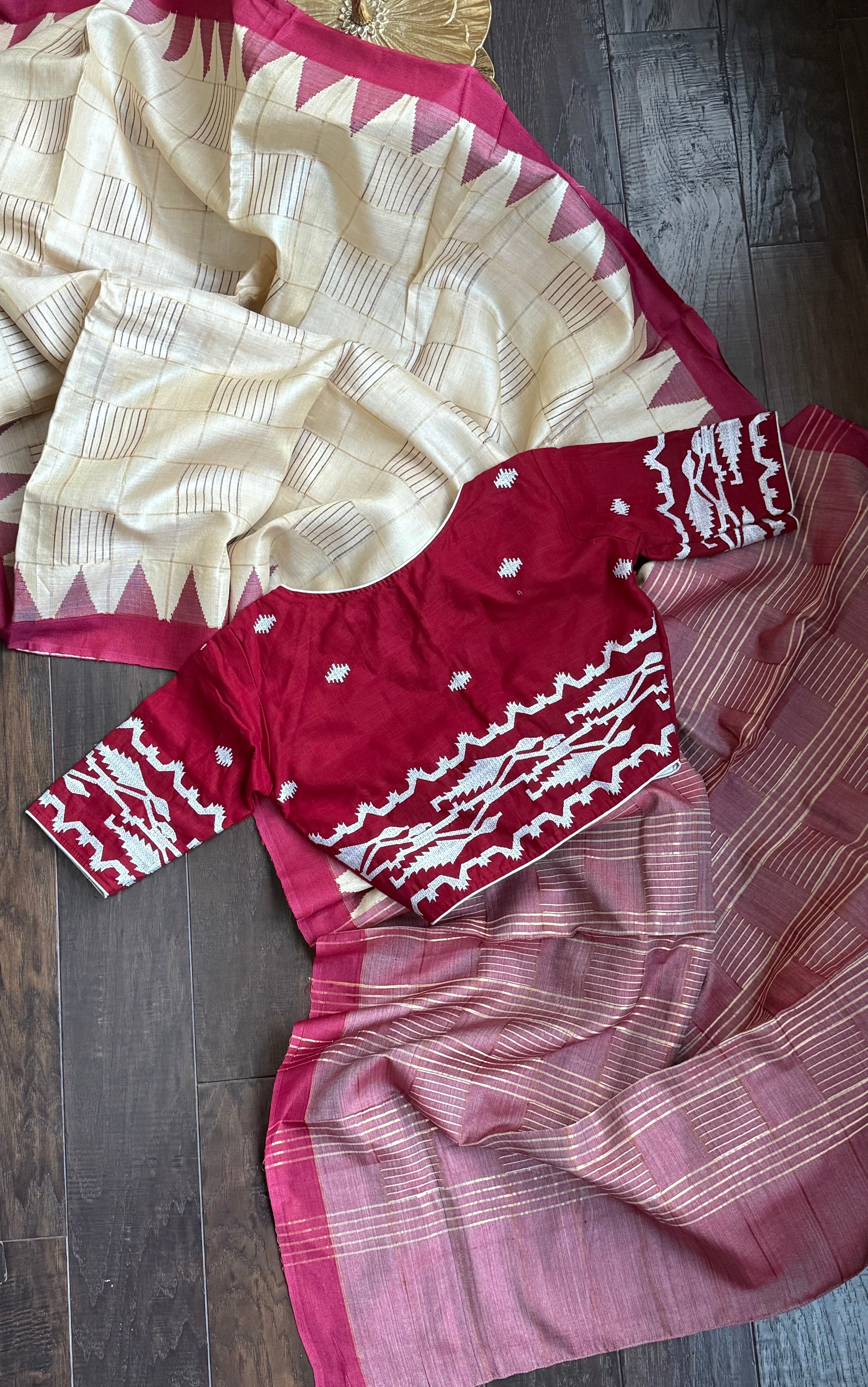 Designer Blouse - Maroon Jamdaani Woven