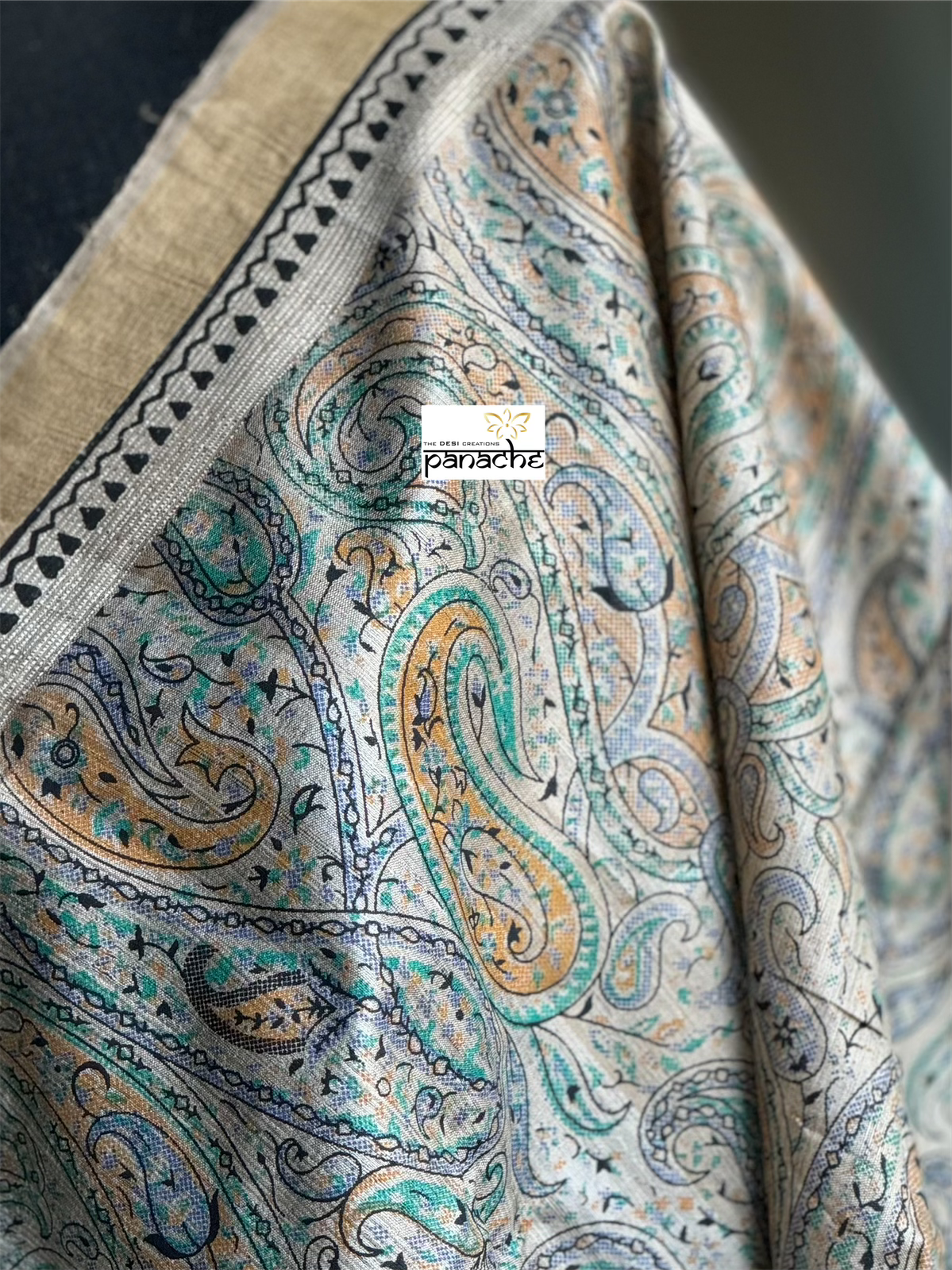 Pure Gicha Tussar Silk -  Beige Digital Printed