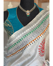 Designer Blouse - Teal Blue Golden Zari