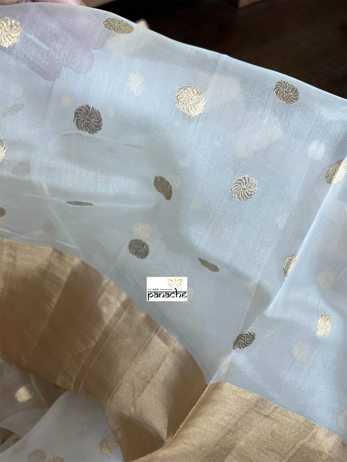 Pure Chanderi Organza Silk - Off White Eknalya