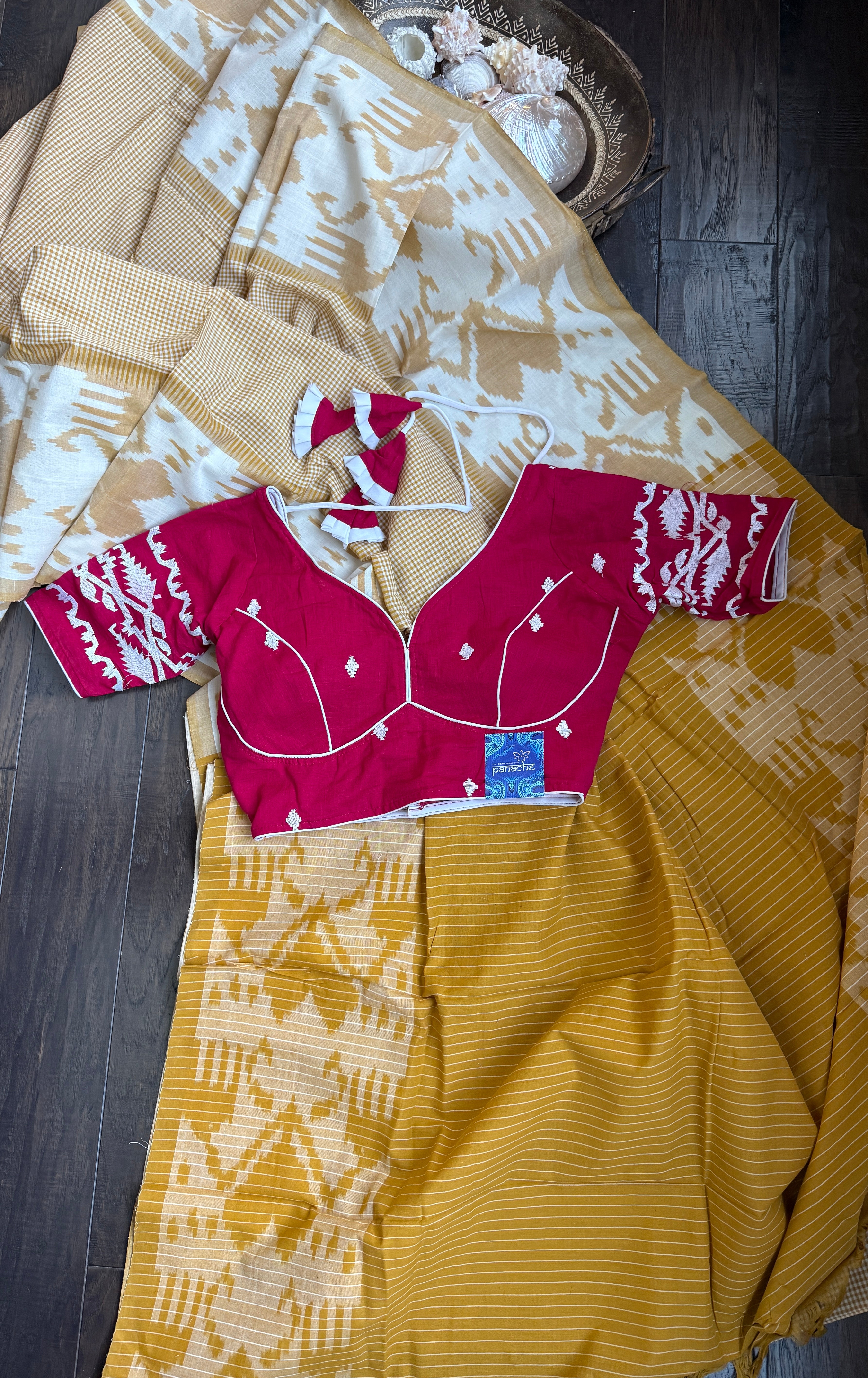 Designer Blouse - Raspberry Pink Jamdaani Woven