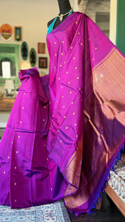 Pure Silk Kanjivaram - Magenta Borderless