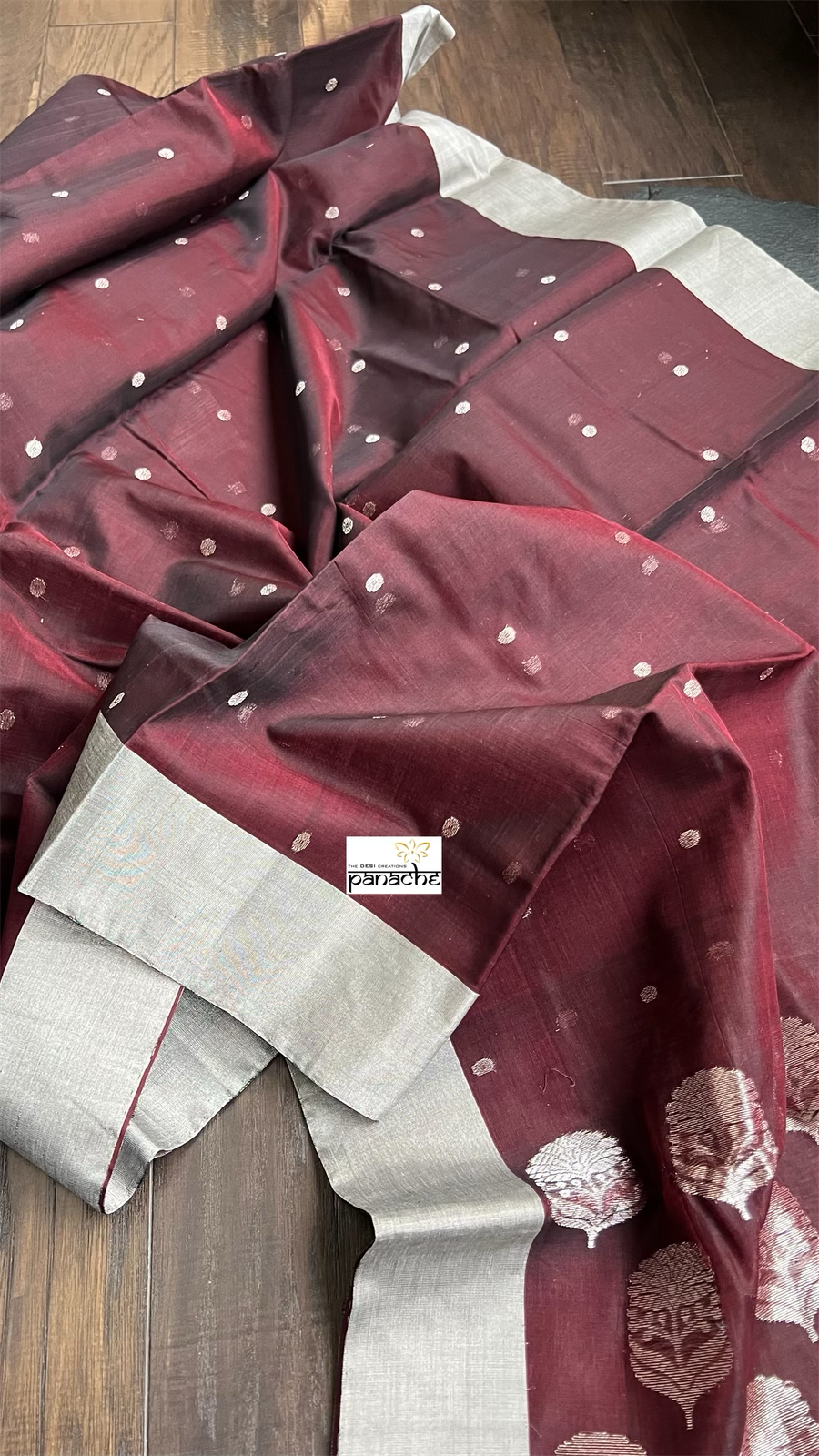 Chanderi Silk Cotton - Wine Color Woven