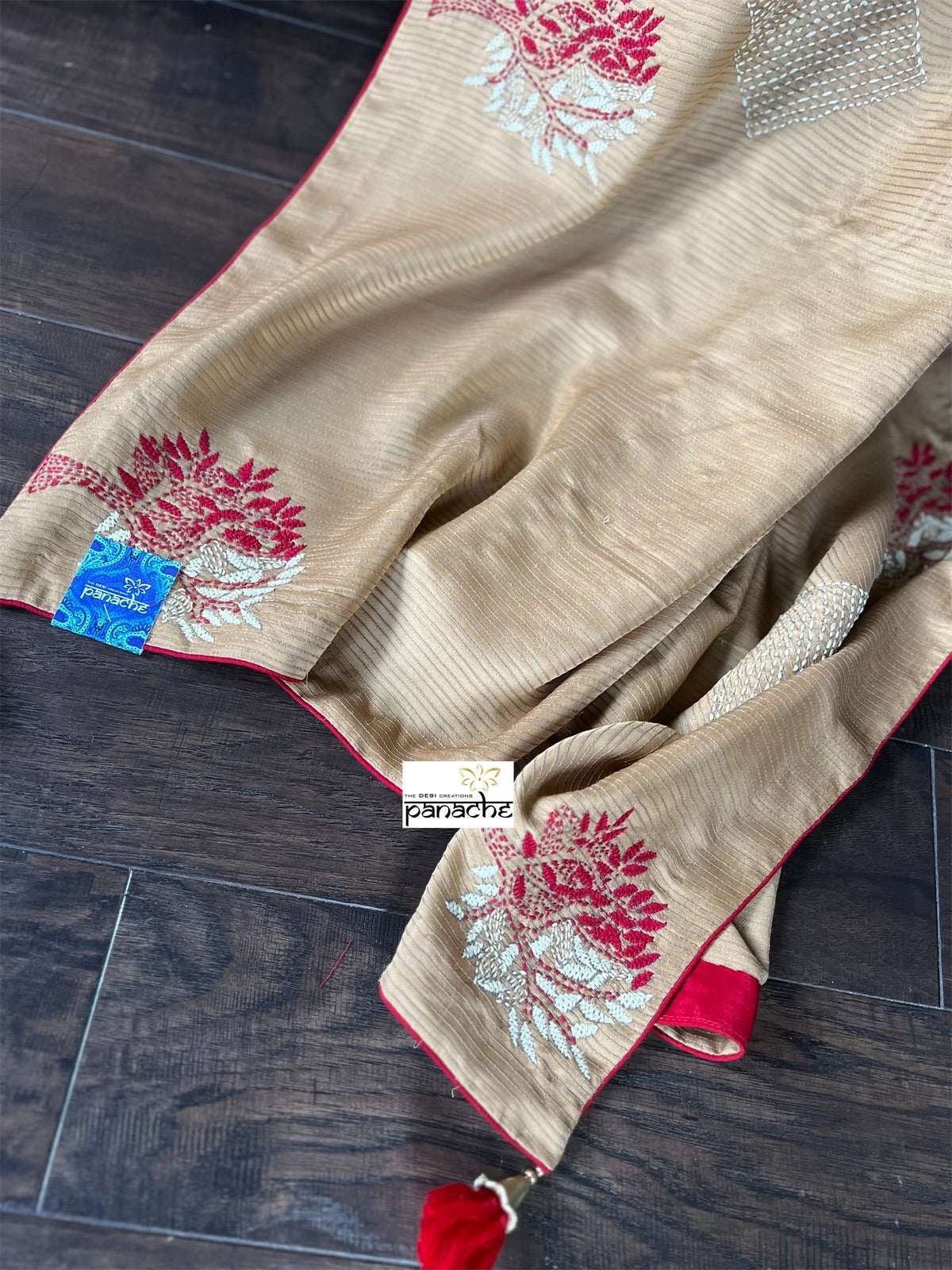 Designer Soft Silk Embroidered - Tan Brown Masaba Inspired