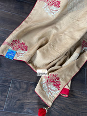 Designer Soft Silk Embroidered - Tan Brown Masaba Inspired