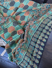 Modal Silk Ajrakh - Green Black Maroon