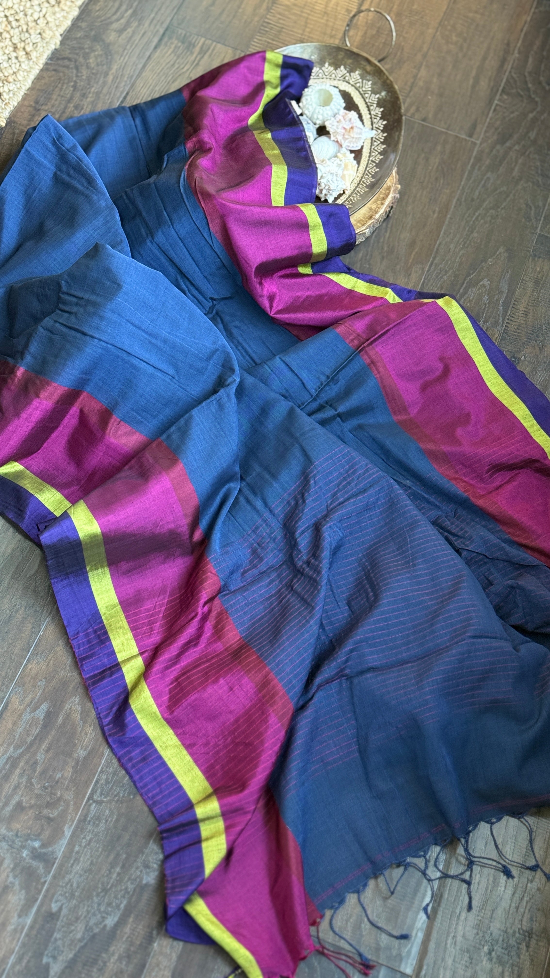 Pure Cotton Satin - Midnight Blue Striped