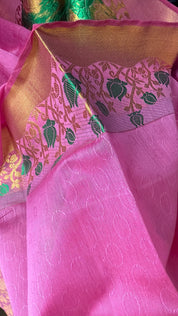 Cotton Silk Kanjivaram - Pink Green