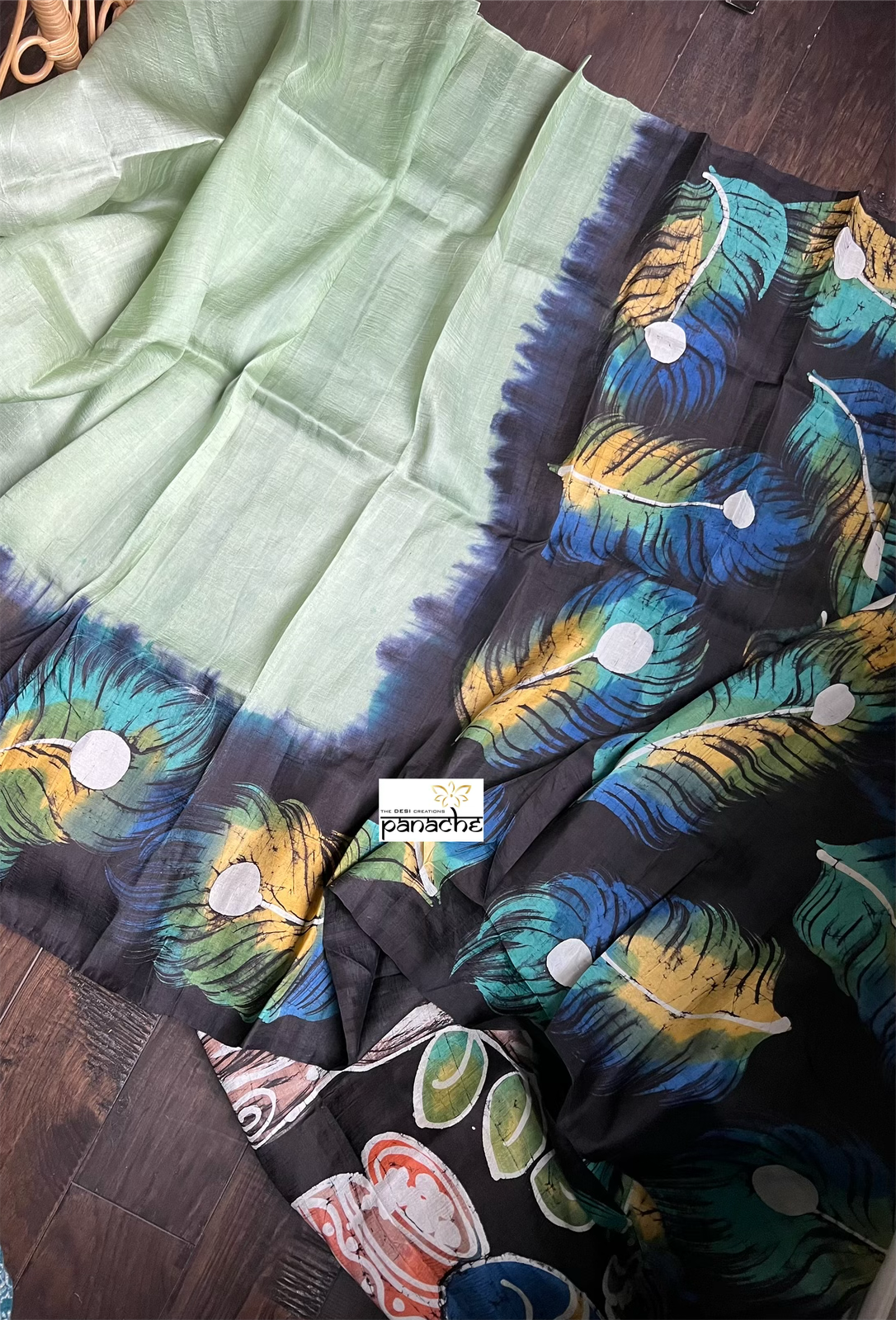 Pure Silk - Hand Batik Black Green
