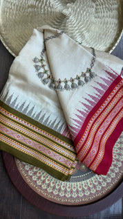 Vidarbha Tussar Silk - Tussar Color Ganga Yamuna Woven