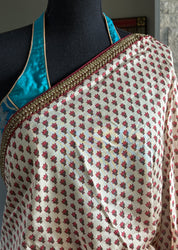 Satin Maslin Silk Printed - Beige Maroon Green