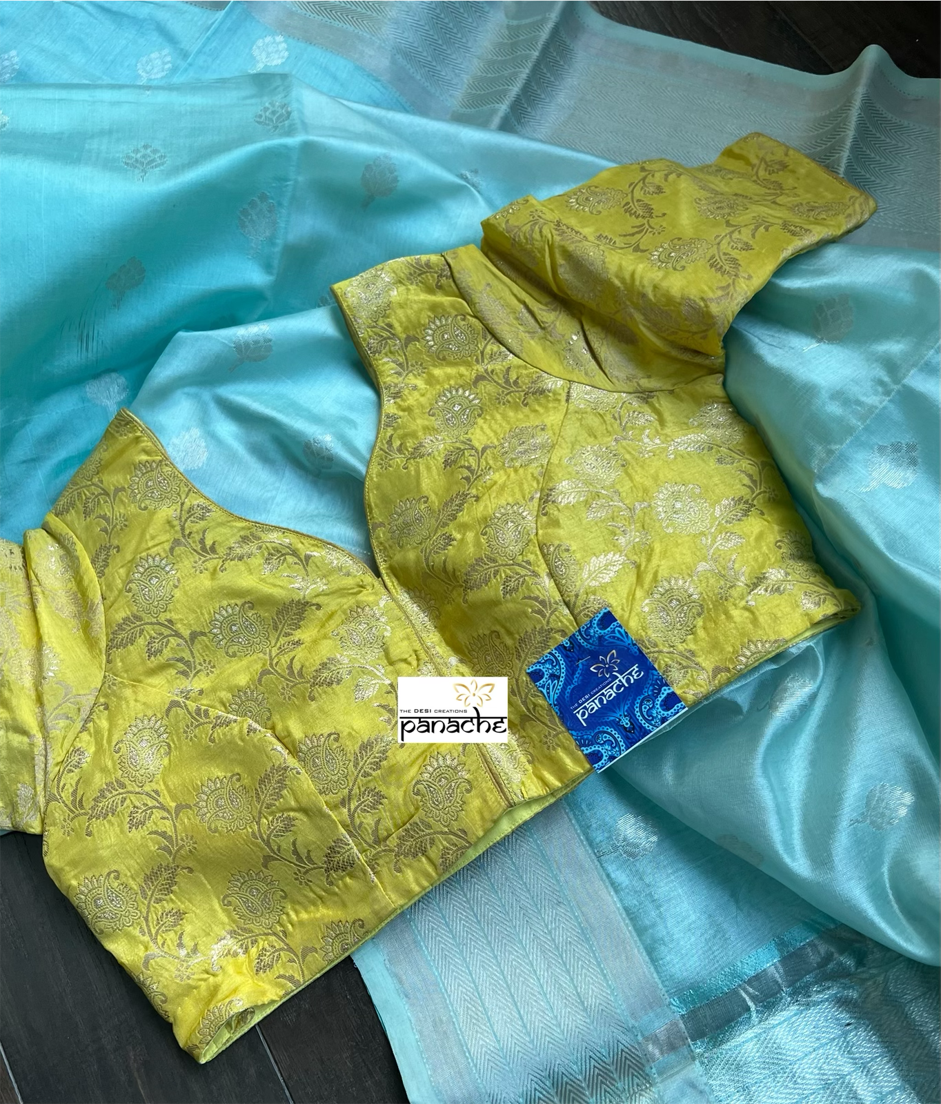 Pure Chanderi Pattu Silk - Light Firozi