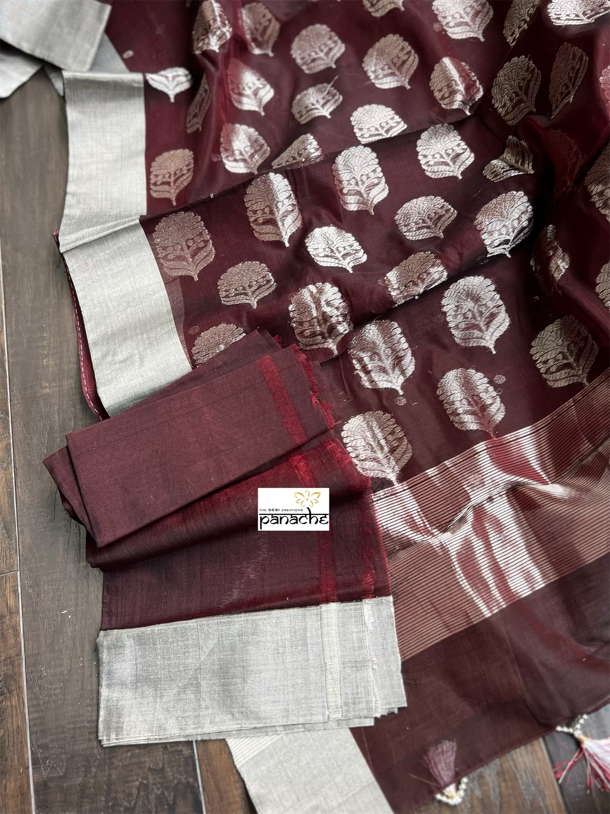 Chanderi Silk Cotton - Wine Color Woven