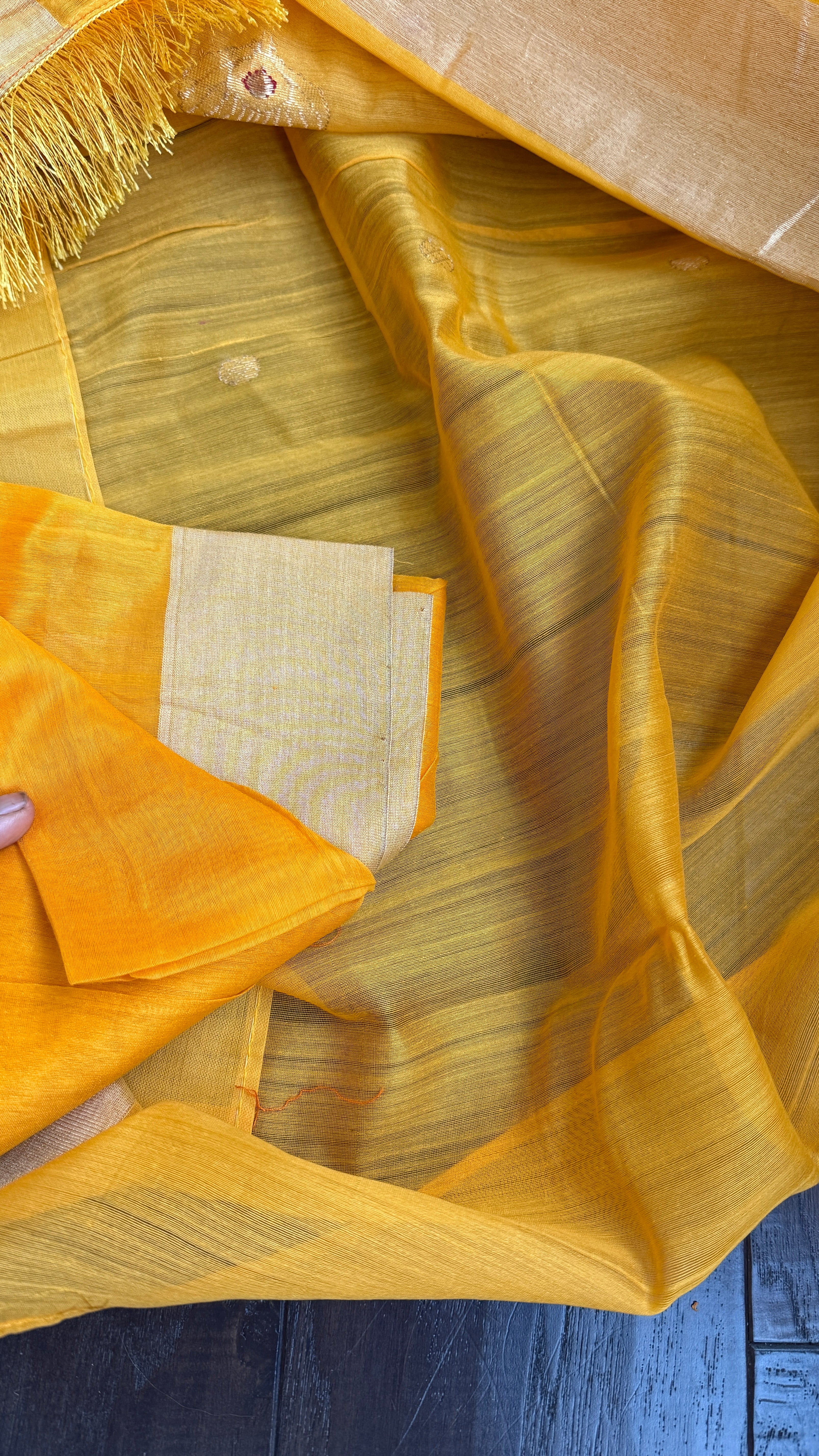 Chanderi Silk Cotton - Mango Yellow Woven